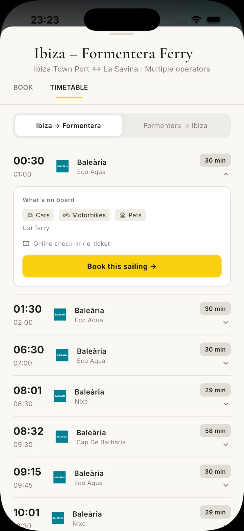 Ferry booking