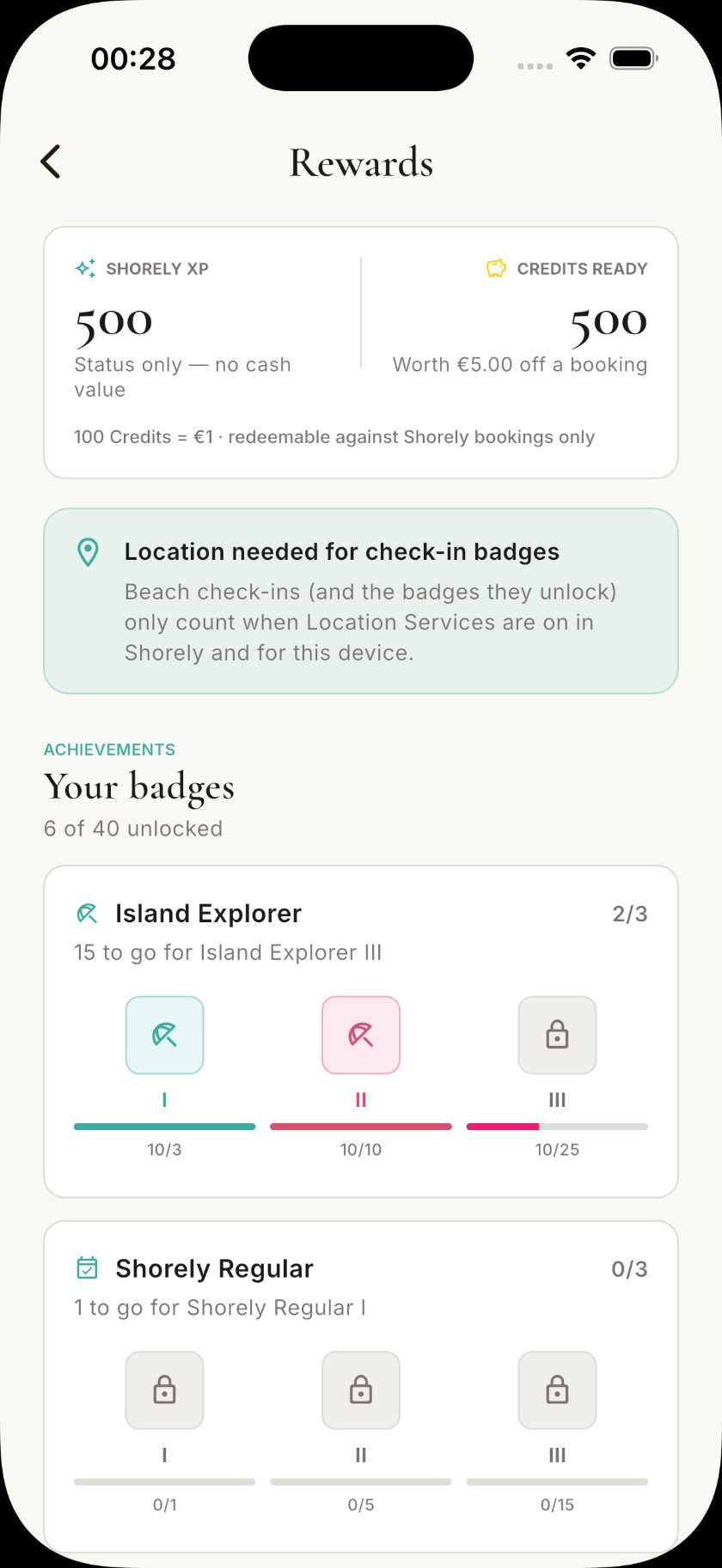 Rewards screen